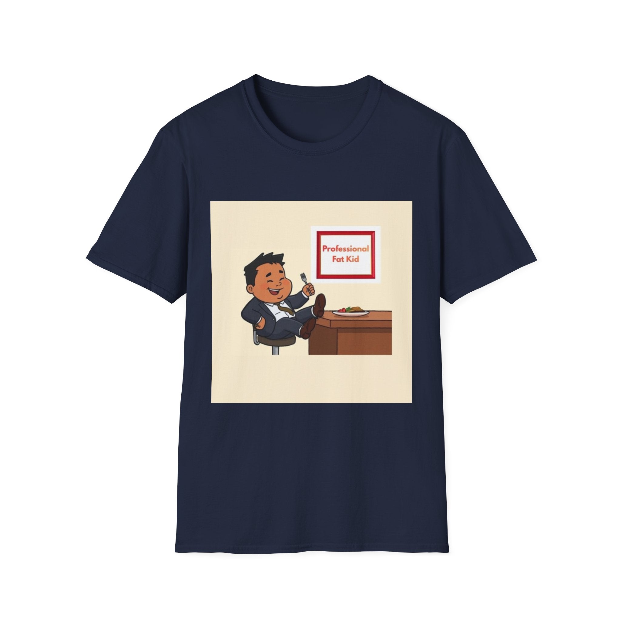 Professional Fat Kid T-Shirt / Desk job/ Retro Cartoon Office Graphic