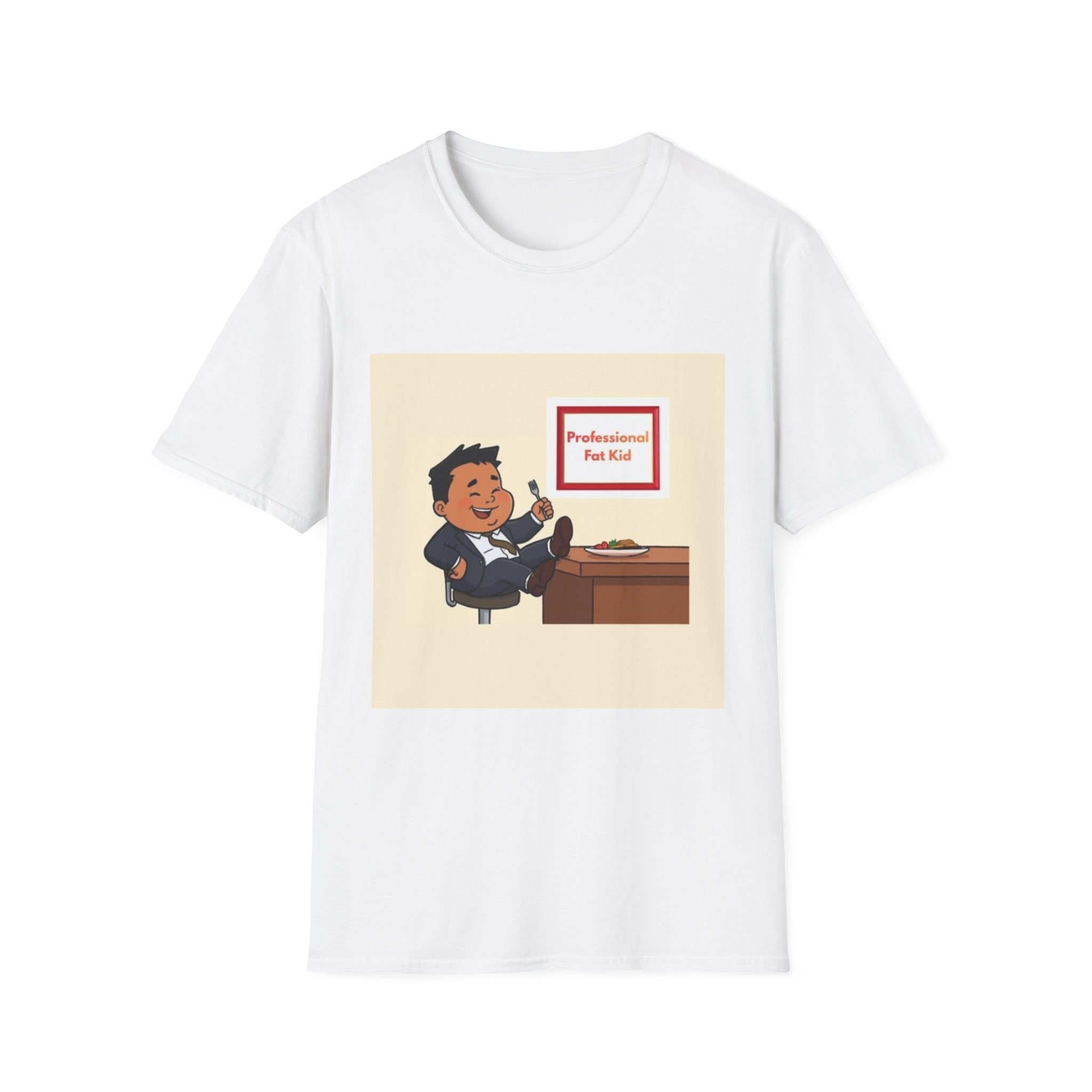 Professional Fat Kid T-Shirt / Desk job/ Retro Cartoon Office Graphic