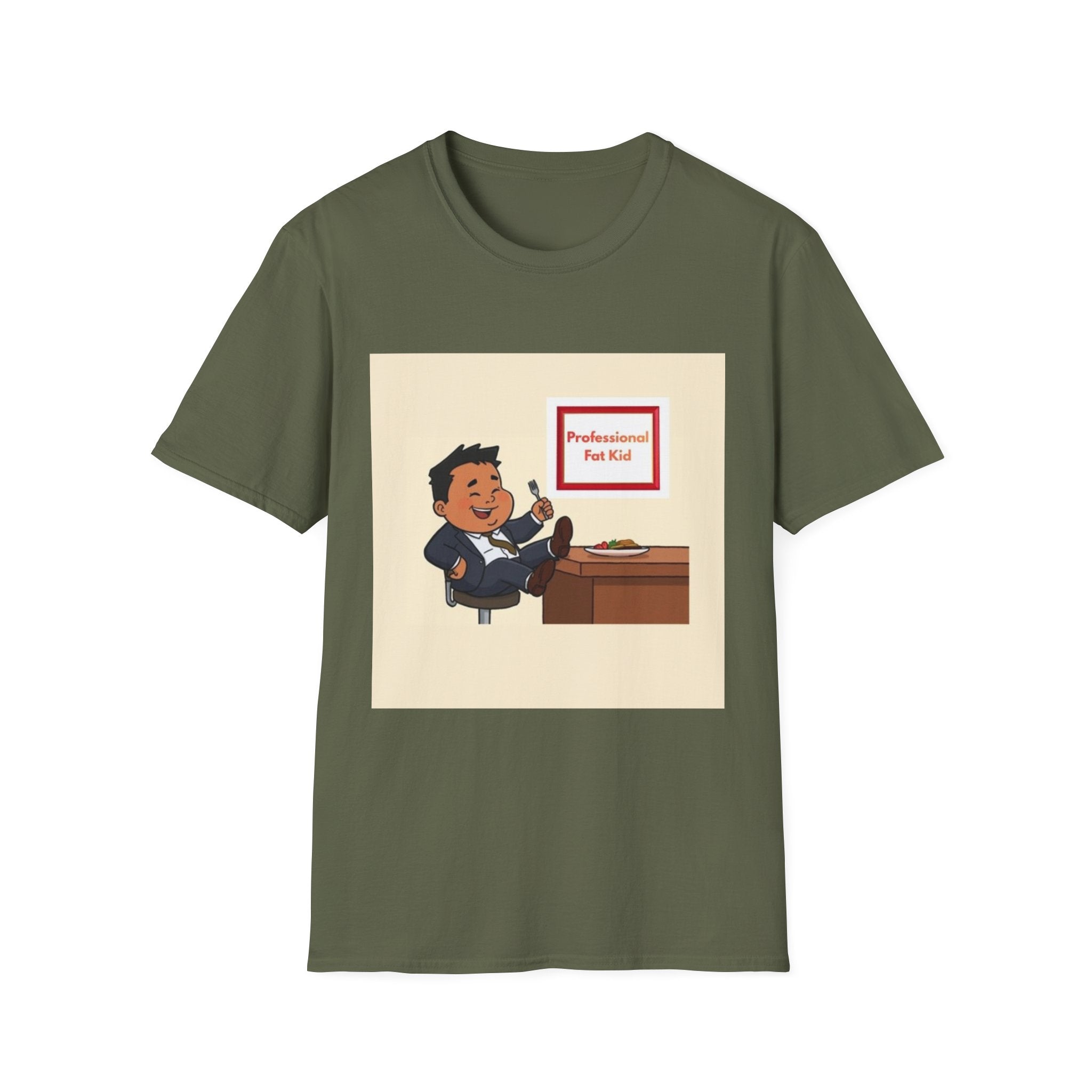 Professional Fat Kid T-Shirt / Desk job/ Retro Cartoon Office Graphic