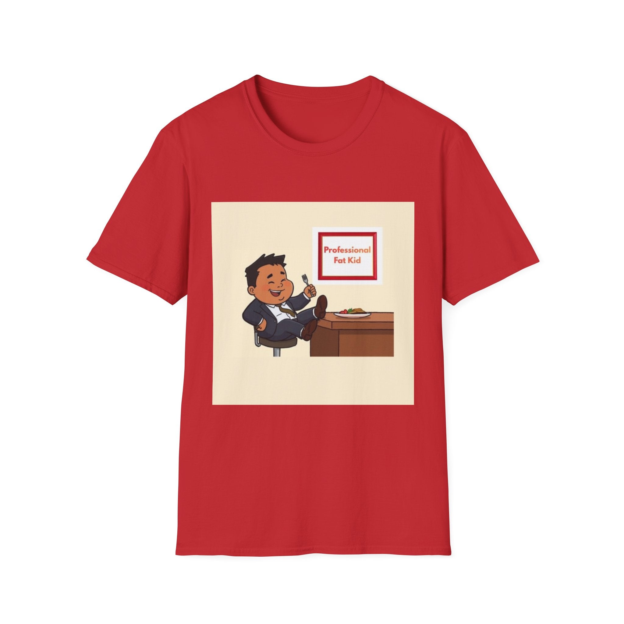 Professional Fat Kid T-Shirt / Desk job/ Retro Cartoon Office Graphic